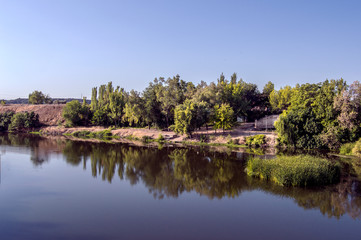 landscape with Tagus river in Malpica de Tajo, province of Toledo. Spain.