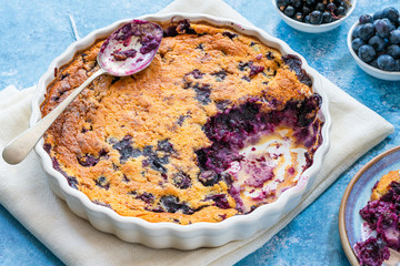 Lemon, blueberry and blackberry clafoutis - delicious baked fruit dessert