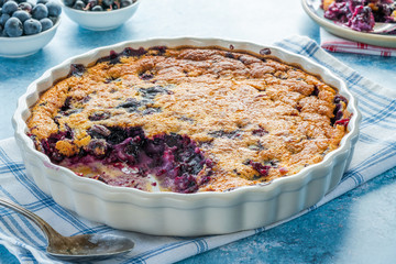 Lemon, blueberry and blackberry clafoutis - delicious baked fruit dessert