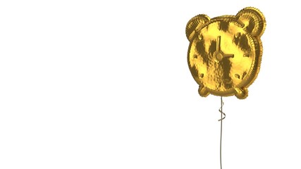 gold balloon symbol of alarm clock on white background