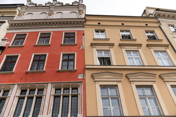Obraz premium Old city center somewher in Europe, red and beige houses with beautiful architecture