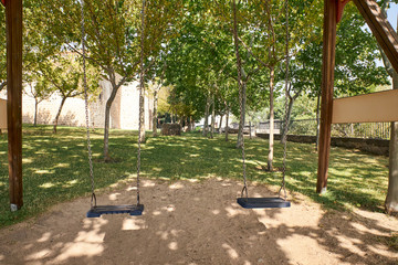 view of a double empty swing