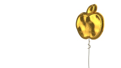 gold balloon symbol of apple on white background