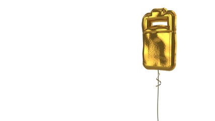 Fototapeta na wymiar gold balloon vertical symbol of two third charged battery on white background
