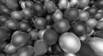 abstract grey background. wide angle of multicolored spheres, 3d wallpaper and background texture. 3d illustration