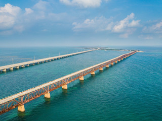 Fototapeta na wymiar Aerial photo of Florida Keys bridges
