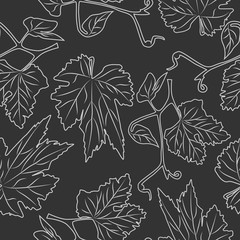 Hand drawn grapevine seamless pattern. Engraving style. Design for fabric, vintage packaging, wrapping paper. Vector illustration