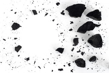 Abstract  charcoal on white background with circle copy space