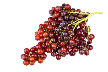 Ripe red grape bunch isolated at white blackground