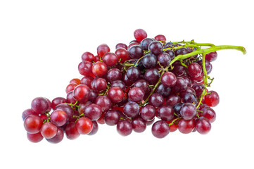 Ripe red grape bunch isolated at white blackground