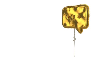 gold balloon symbol of rounded chat bubble on white background