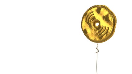 gold balloon symbol of compact disc on white background