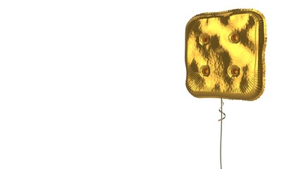 gold balloon symbol of dice four on white background