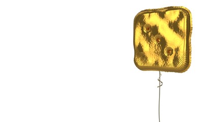 Fototapeta na wymiar gold balloon symbol of dice three on white background