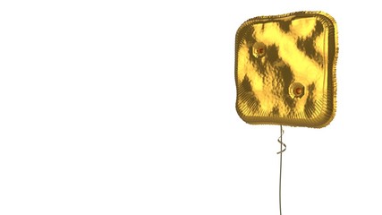 Fototapeta na wymiar gold balloon symbol of dice two on white background