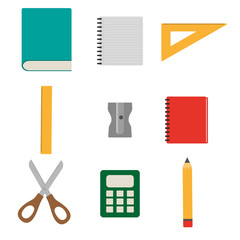 Chancery: book, notebook, triangular ruler, ruler, sharpener, notebook, scissors, calculator, pencil