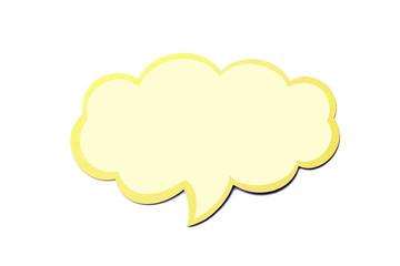 Speech bubble as a cloud with yellow border isolated on white background. Copy space