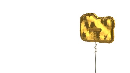 gold balloon symbol of folder minus on white background