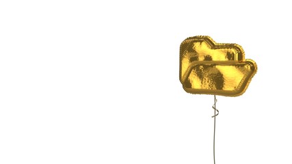 gold balloon symbol of folder open on white background