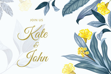 Rectangle vintage floral wedding invitation