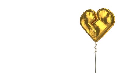 gold balloon symbol of heart broken on white background