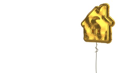 gold balloon symbol of house  on white background