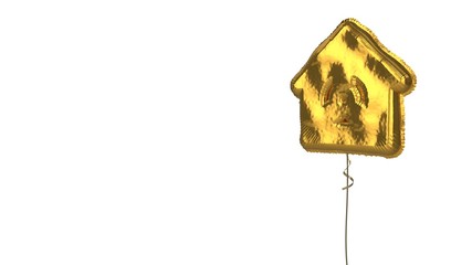 Fototapeta na wymiar gold balloon symbol of house on white background