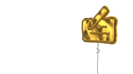 gold balloon symbol of cheque on white background