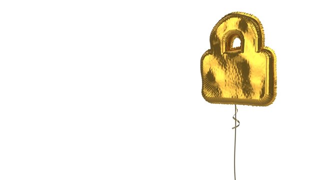 gold balloon symbol of lock on white background
