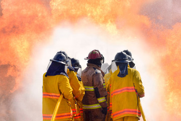 Firefighter fighting for a fire attack.