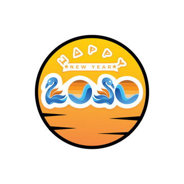 Happy new year 2020 celebration text design template 