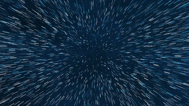 Time lapse shiny blue and white star trail tunnel background illustration