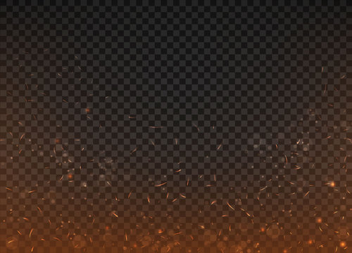 fire background on a transparent background with sparks