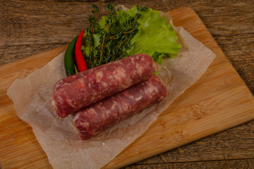 Raw pork sausages