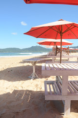 relaxation chair in red island beach, east java, indonesia