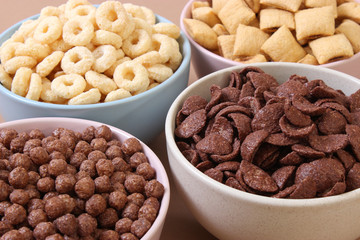 dry breakfast on the table. cornflakes