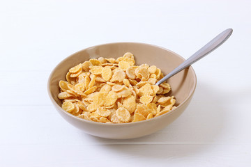 dry breakfast on the table. cornflakes