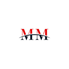 Initial letter MM, overlapping movement swoosh horizon logo company design inspiration in red and dark blue color vector