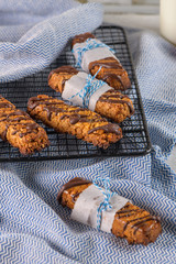 Cereal bars with peanuts and chocolate