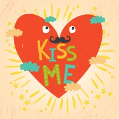 Fotobehang vector valentine heart. kiss Me © Lesya