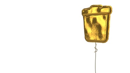 gold balloon symbol of trash on white background