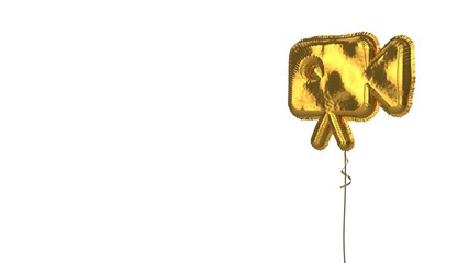 gold balloon symbol of video camera  on white background