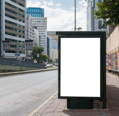 Bus stop billboard background in city view