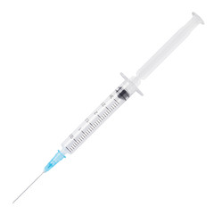 medical syringe isolated on white background. 3 ml
