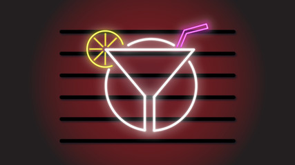 Cocktail party neon signboard.  Illustration