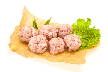 Homemade raw pork minced meatball for cooking