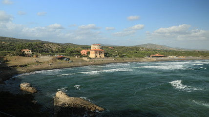 Torre della Tagliata or Puccini Tower, on the beach of Ansedonia