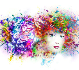 abstract background with tiger and 
