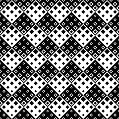 Seamless diagonal square pattern background - black and white abstract vector graphic design
