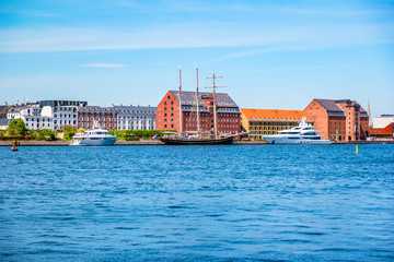 Copenhagen historical warehouses viewed from Copenhagen Opera House.